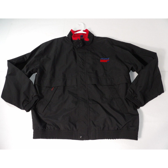 Vtg Avigo Gear Pepsi Cola Windbreaker XL Full Zip Jacket Black Logo Red 90s - Picture 1 of 14